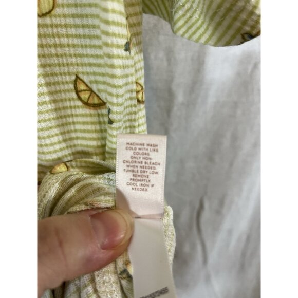 LC Lauren Conrad Women's Medium Short Sleeve Striped Lemon Blouse - Picture 4 of 9
